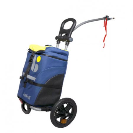 REMORQUE BAGAGERE B-Tourist BLEU / JAUNE FIXATION CADRE BELLELLI 38X27X54 45 LITRES FERMETURES ETANCHES 01BTR001