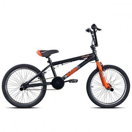 VELO ENFANT 20' BMX EXPLOSION FREESTYLE NOIR ET ORANGE 21T621A