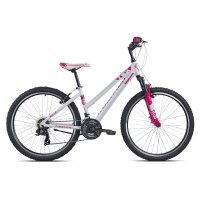 VELO VTT 26' STORM DAME FUCHIA BLANC Tx35 7x3 V-Brake 46 22T59146