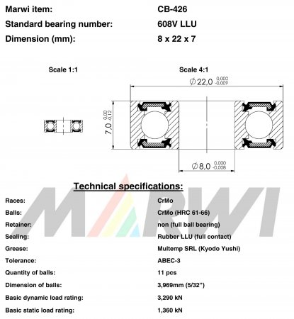 ROULEMENT MAX 608V   LLU  8x22x7 CB426 CB-426 CB-426