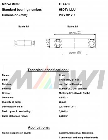 ROULEMENT MAX 6804V   LLU  20x32x7 CB465 CB-465 CB-465