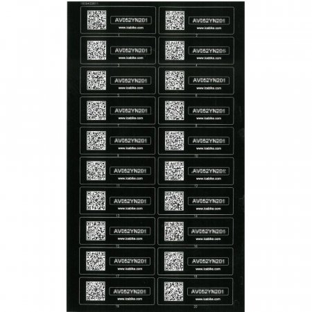  ETIQUETTES INVIOLABLES MARQUAGE VELO HOMOLOGUEE 2021 (planche de 20 etiquettes) ETICAB20