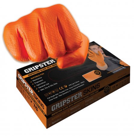 BOITE DE 50 GANTS JETABLES NITRILE ORANGE  - TAILLE L GRIP-L