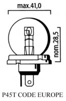 AMPOULE P45T CODE EUROPE 12V 45/40 LP3940