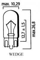 AMPOULE WEDGE Bte 10 12V 5W W2.1x9,5d LP4291