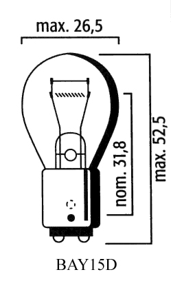 AMPOULE BAY15D STOP Bte10 12V21/5W Inc LP5229I