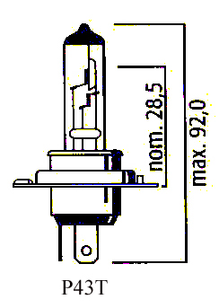 AMPOULE P43T H4 12V 60/55 (Unité) LP625543