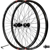 PAIRE ROUES 29" VTT JANTE ALU TRAXX TUBELESS READY NOIR FREIN DISQUE CENTERLOCK SHIMANO MT400 TX15/100mm TX12/142mm  CASSETTE 9/10/11V (622x21) PR29TR02