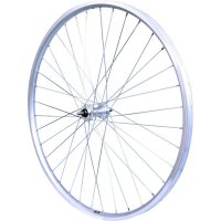 ROUE 28" VTC AVANT JANTE ALU DOUBLE PAROI ARGENT FREIN PATIN MOYEU ALU ECROUS  RHYB01