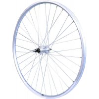 ROUE 28" VTC ARRIERE JANTE ALU DOUBLE PAROI ARGENT FREIN PATIN MOYEU ALU ECROUS ROUE LIBRE   RHYB02