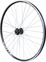 ROUE 28" VTC AVANT JANTE ALU DOUBLE PAROI NOIRE FREIN PATIN + DISQUE MOYEU ALU BLOCAGE RAPIDE (622x19) RHYBAVND