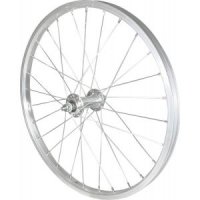 ROUE 20" VTT & BMX AVANT JANTE ALU SIMPLE PAROI ARGENT FREIN PATIN MOYEU ALU ECROUS RVTT03