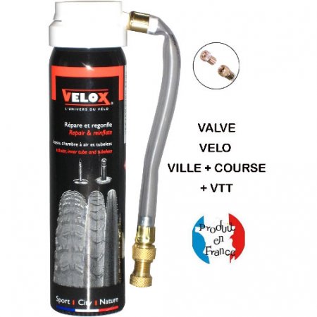 BOMBE ANTI-CREVAISON 75 ml Velox VALVE PRESTA/SCHRADER VELO / VTT / GRAVEL VE1250